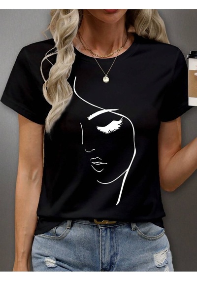 Uyguntarz Unisex Siluet Baskılı Tasarım Tshirt Siyah