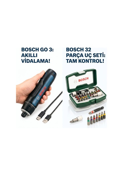 Go 3 Akülü Vidalama Makinesi Ve 32 Parça Vidalama Ve Uç Seti