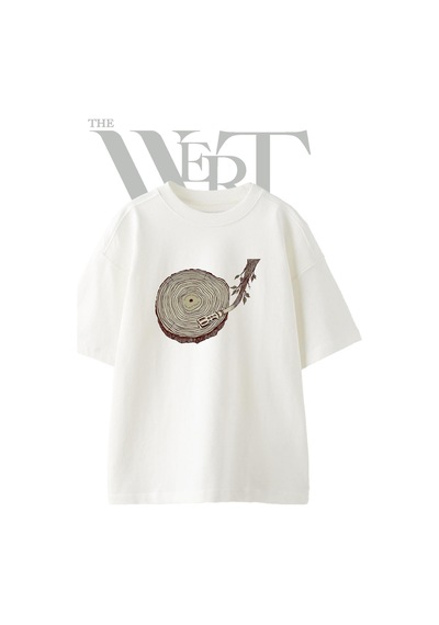 Thewert Kutuk Plak Tasarım Baskılı Ünisex Beyaz Oversize T-shirt
