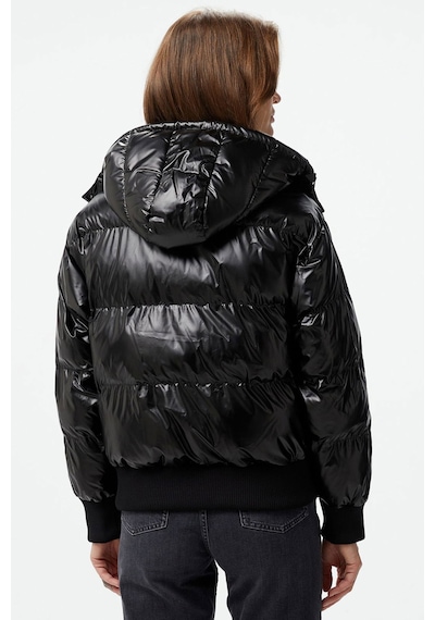 Guess Bice Poly Metallic Coated Kadın Mont Siyah