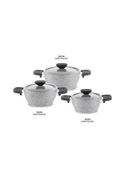 Emsan Fortis Granit 6 Parça Midi Tencere Seti Gri Gri