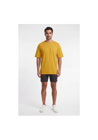 Lixa Basic Turuncu Oversize Erkek T-shirt 141061 Siyah
