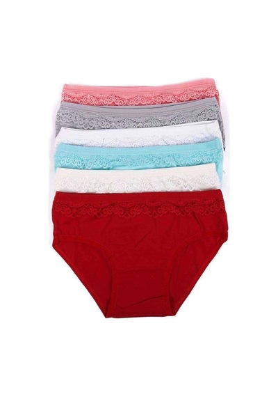 Eng 6 Adet Kız Çocuk Dantelli Kız Bikini 408 3-4 Yaş Çok Renkli