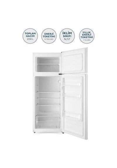 Kumtel HTMF-210 204 L De-Frost Çift Kapılı Buzdolabı
