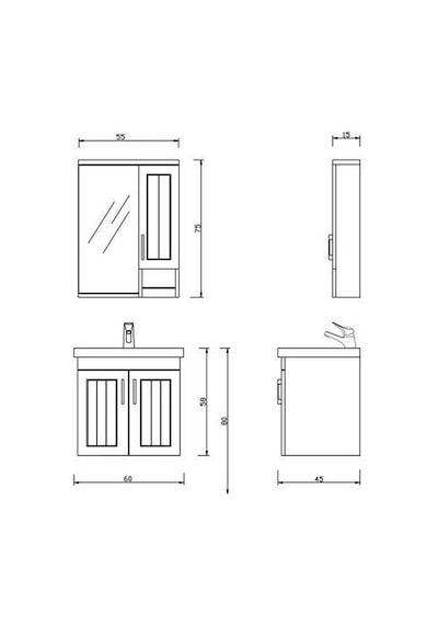 Denko Lotus 60 Cm Mdf Lake Banyo Dolabı Takımı Beyaz