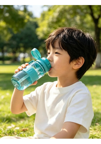 Noki Kids 400 Ml Okul Öncesi Ve İlkokul Tritan Pipetli Su Matarası Sızdırmaz Askılı Turkuaz