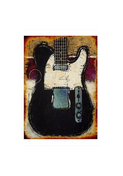 Bedeko Siyah Elektro Gitar Dekoratif Ahşap Tablo 35 Cm X 50 Cm