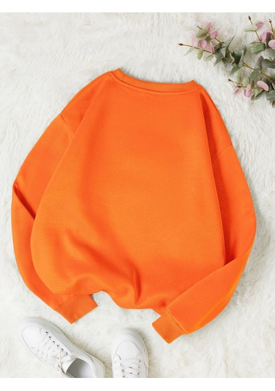 Startmore Turuncu Unisex Kadın/erkek Brooklyn Özel Renkli Oversize Bisiklet Yaka Pamuklu