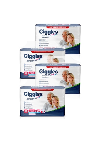 Giggles Yetişkin Bel Bantlı Hasta Bezi Medium 30'lu 4 Paket 120 Adet L