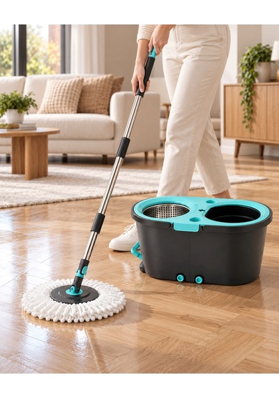 Arow Master Clean Çift Hazneli Spin Mop Seti 2 Adet Mikrofiber Paspas Hediyeli