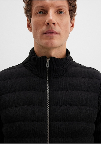Mavi Fermuarlı Siyah Triko Hırka Slim Fit / Dar Kesim 070697-900 No Color