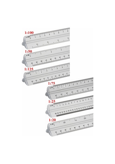 Mikyas Cetvel 1 Adet Ölçekli Üçgen Çizim Cetveli 30cm 3 Kenarlı Mimar Mühendis 1:20 1:25 1:50 1:75 1:100 1:125 Çok Renkli