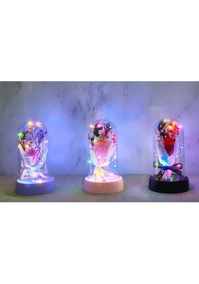 Magicool Led Işıklı Müzikli Cam Fanus İçinde Gül Buketi
