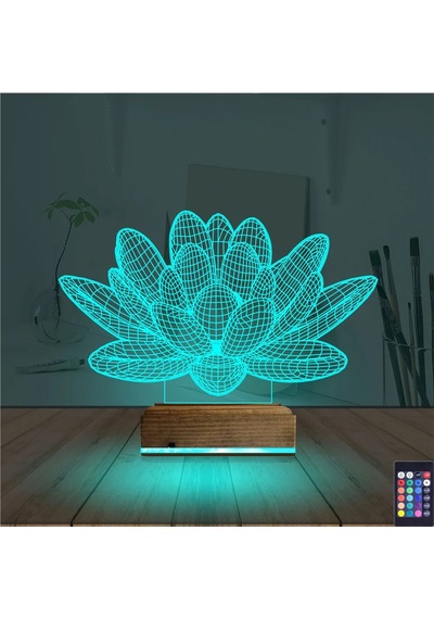 Luvivia Lotus Çiçek Yoga 3d Lamba - Masa Gece Lambası Şeffaf