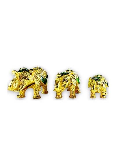 3'lü Dekoratif Fil Biblo Seti Parlak Taş Detay Gold Üzeri Renkli 9 5 CM 8 4 CM 6 3 CM Ölçüler 728709941