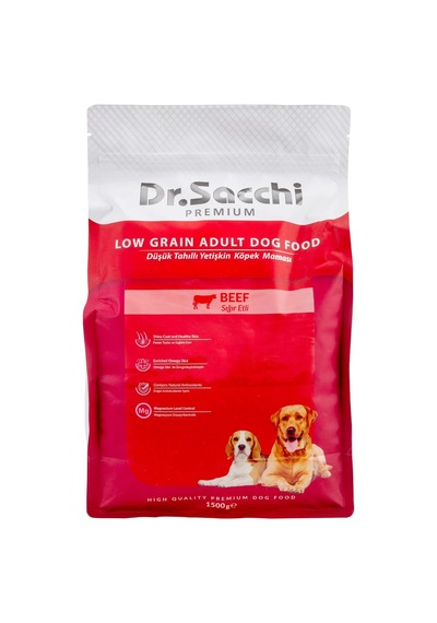 5 Adet Dr.sacchi Premium Düşük Tahıllı Sığır Etli Köpek Maması 1.5 Kg
