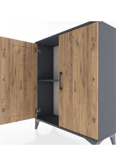 Arges Şifonyer Tek Raflı 2 Kapaklı 88x30x106 Antrasit-çam Antrasit
