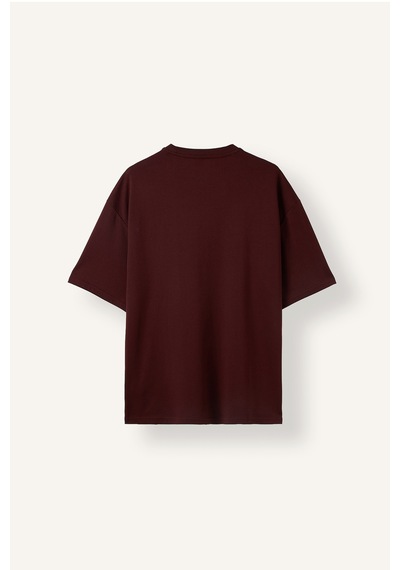 Defacto Kırışmaz Pamuklu Nefes Alabilen Oversize Tişört X3926az26aubr150 Bordo-br150