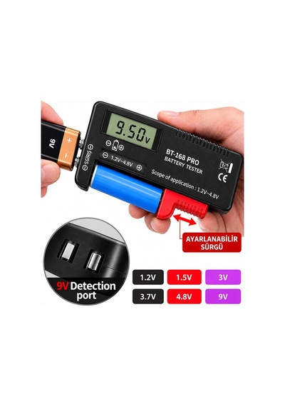 Bt-168 Pro Dijital Lcd Pil Ve Batarya Test Cihazı 18650, Aa, Aaa, C, D Ve 9v Uyumlu