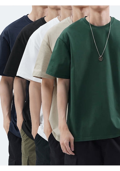 Uyguntarz Unisex Basic Model 5'll Tshirt Yeşil