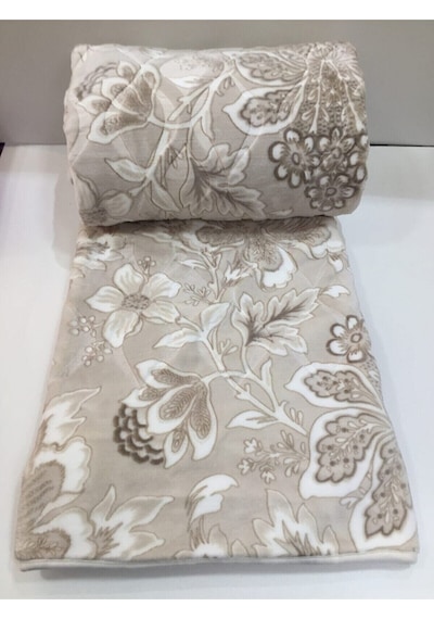 Sarar Gül Modern Desen Çift Kişilik Battaniye 4 Kg Yıkanabilir Peluş Kalın Battaniye Kahverengi