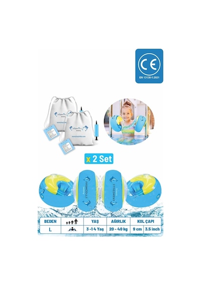 Fashcolle Large Beden Şişme Deniz Kolluğu 4-14 Yaş X 2 Adet Çok Renkli