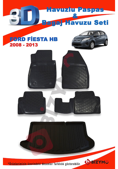 Ford Fiesta 2008-2013 Paspas Ve Bagaj Havuzu Seti Siyah