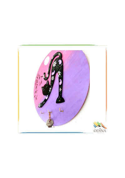 Pembe Kedi Duvar Anahtar Askısı Pembe
