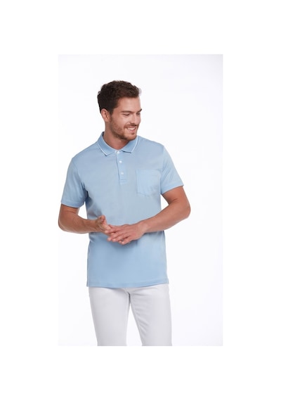 Hatemoğlu Mavi Regular Fit %100 Pamuk Basic Polo Yaka Tişört-Mavi