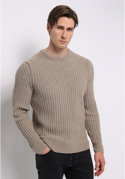 Colin's Colins Regular Fit Yuvarlak Yaka Jakarlı Erkek Bej Kazak Cl1076733 Q1.v2 Beı Bej