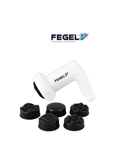 Fegel FG-720 6 Kademeli 5 Başlıklı Şarjlı Profesyonel Masaj Tabancası Beyaz