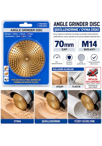Ahşap Ve Plastik Raspalama Törpüsü M14-70mm Çap