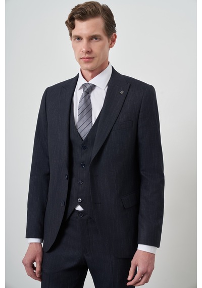 Morven Erkek Lacivert Trend Yelekli Slim Fit Sivri Yaka Takım Elbise 25mc001069200 Lacivert