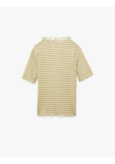 Koton Yarı Transparan Sarı Kadın T-shirt 6sak50009ek Sarı