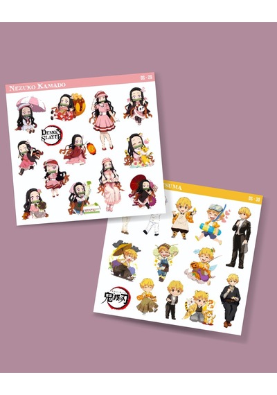Demon Slayer-zenitsu Agatsuma-nezuko Kamado-2li Sticker Set Parlak Kağıt-süsleme Etiket-ds-29-30