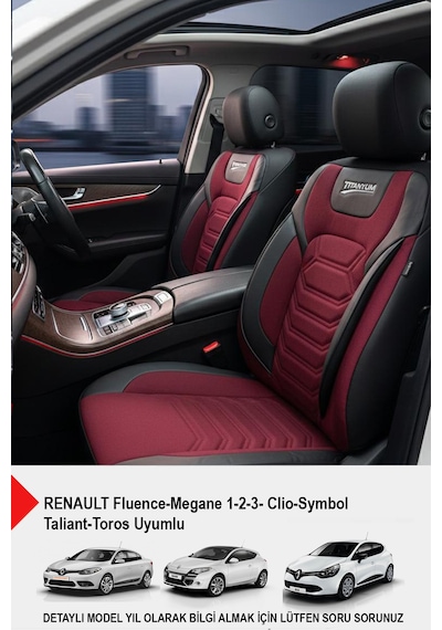 Titanyum Serisi Lüks Keten Oto Koltuk Kılıfı- Hyundai İ20-i30-accent-blue-era-getz Uyumlu Bordo