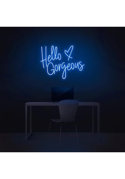 Hello Gorgeous Yazılı Ve Şekilli Neon Tabela Mavi