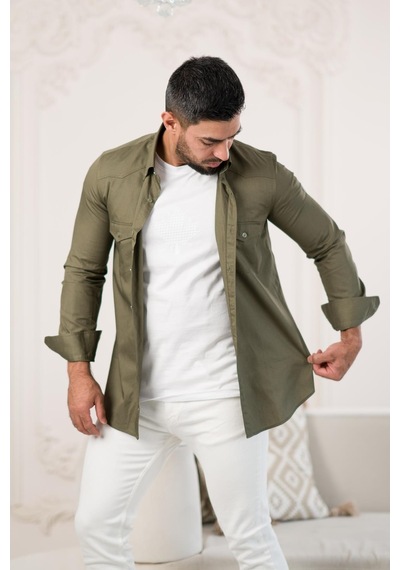 Paul Martin Çift Kapak Cepli Pamuklu Slimfit Gömlek 001 Paul Martin Çift Kapak Cepli Pamuklu Slimfit Gömlek 001