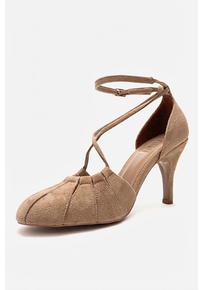 Luvishoes Elıza Bej Süet Kadın Topuklu Ayakkabı Bej