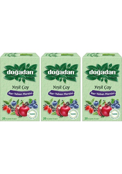 Doğadan Nar + Yaban Mersini Bardak Poşet Yeşil Çay 3 x 20’li