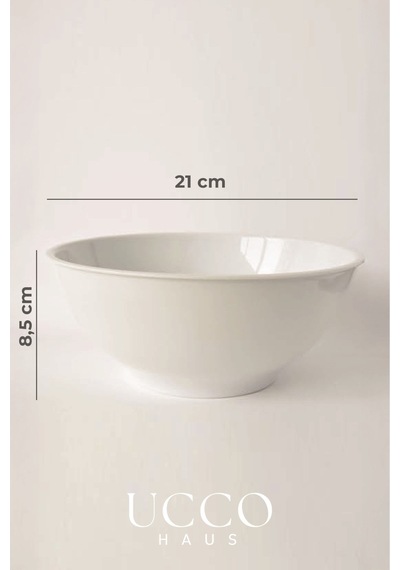 21 Cm Porselen Artisan Salata Meyve Sunum Kasesi - Yemek Makarna Tabağı beyaz