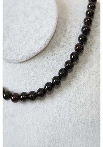 8 Mm Lal Garnet Granat Doğal Taş Kolye Altın