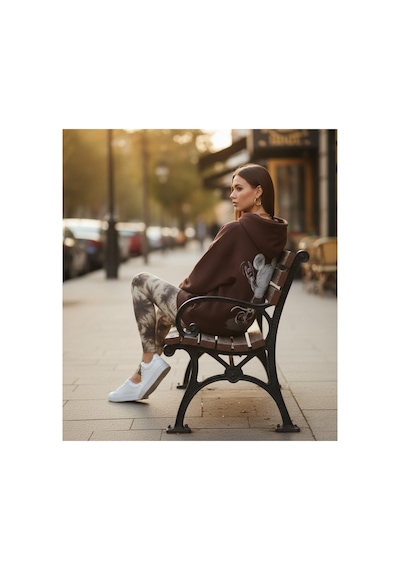 The Kadın Bol Kesim Sırttan Baskılı Oversize Hoody Sweatshirt - Modal Kışlık Kapüşonlu Kahverengi The Kadın Bol Kesim Sırttan Baskılı Oversize Hoody Sweatshirt - Modal Kışlık Kapüşonlu Kahverengi