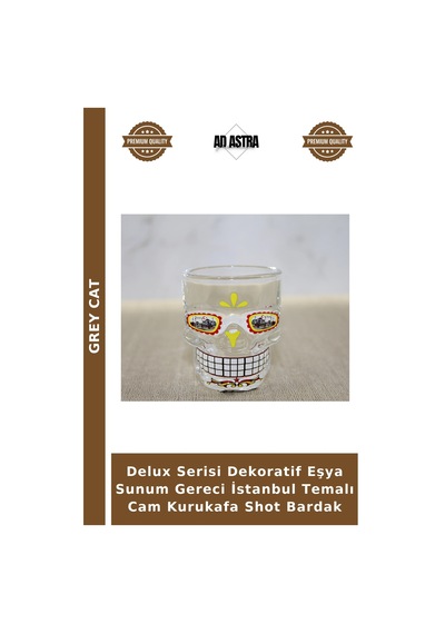 Delux Serisi Dekoratif Eşya Sunum Gereci İstanbul Temalı Cam Kurukafa Shot Bardak