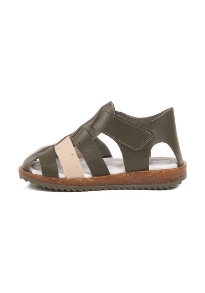 Haki Bej Cırtlı Hafif Unisex Çocuk Sandalet 17370 B Haki-bej