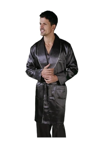 Ancelo 333 Saten Pijama Takım Ve Robdöşambr 3lü Damat Çeyiz Set Füme