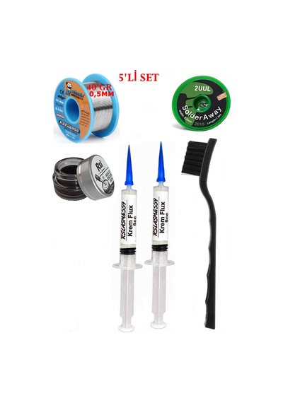 Lehimleme Seti 40 G 0,5 Mm Lehim Teli 2uul-2015 Lehim Fitili Flux Lehim Toplama Fırça Seti Tk53