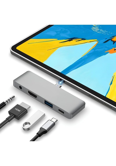 C Hub 4 Port 85w Pd Type-c Port 4k 30hz Veya 1080p 60hz Hdmı 1 Adet Usb 3.0 Port Şarj Ve Veri Transfer 3.5mm Jak Kulak