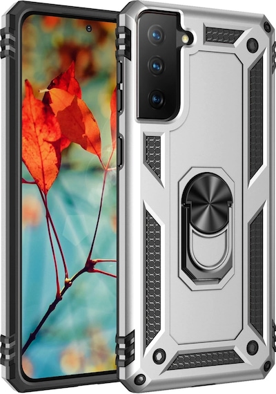 Newface Samsung Galaxy Uyumlu S21 Plus Kılıf Sofya Yüzüklü Silikon Kapak Semeglbl - 48 - Gümüş