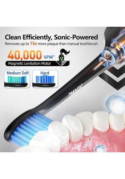 7magıc Knight Blue Sessiz Sonic Elektrikli Diş Fırçası 5 Modlu 40000 Vpm 90 Gün Şarjlı Antrasit